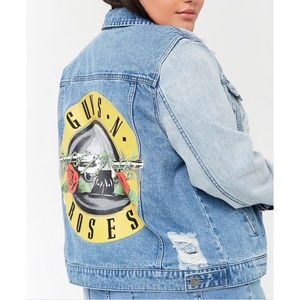 Guns N Roses Distressed Graphic Denim Jacket Size 1X
